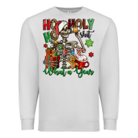 Dove Grey ho ho holy shit what a year christmas skeleton Premium Sweatshirt - Jasminsmagicworld