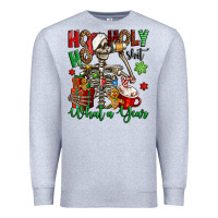 Heather Grey ho ho holy shit what a year christmas skeleton Premium Sweatshirt - Jasminsmagicworld
