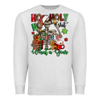 Oatmeal Heather ho ho holy shit what a year christmas skeleton Premium Sweatshirt - Jasminsmagicworld