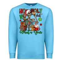 Ocean Blue ho ho holy shit what a year christmas skeleton Premium Sweatshirt - Jasminsmagicworld