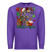 Purple ho ho holy shit what a year christmas skeleton Premium Sweatshirt - Jasminsmagicworld