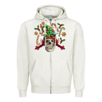 Oatmeal Heather elf skull Zipper Hoodie - FaDigitalArtStudio