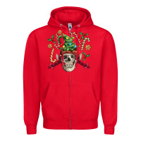 Red elf skull Zipper Hoodie - FaDigitalArtStudio