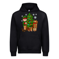 Black Christmas Elf With Gift Urban Hoodie - BundleAndBundleShop
