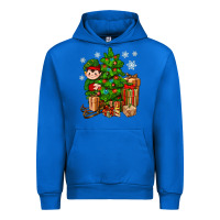 Cobalt Christmas Elf With Gift Urban Hoodie - BundleAndBundleShop
