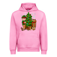 Fuchsia Pink Christmas Elf With Gift Urban Hoodie - BundleAndBundleShop