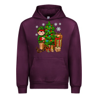 Mauve Wine Christmas Elf With Gift Urban Hoodie - BundleAndBundleShop