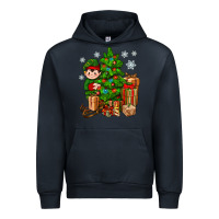 Navy Christmas Elf With Gift Urban Hoodie - BundleAndBundleShop