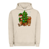 Pigment French Oak Christmas Elf With Gift Urban Hoodie - BundleAndBundleShop