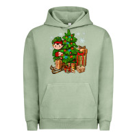 Pigment Oil Green Christmas Elf With Gift Urban Hoodie - BundleAndBundleShop