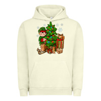 Pigment Pistachio Christmas Elf With Gift Urban Hoodie - BundleAndBundleShop