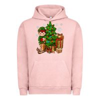 Pigment Salmon Christmas Elf With Gift Urban Hoodie - BundleAndBundleShop
