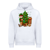 White Christmas Elf With Gift Urban Hoodie - BundleAndBundleShop