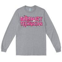 Heather Grey Breast Cancer Pharmacy Technician Long Sleeve Tee - texasbilliewilder