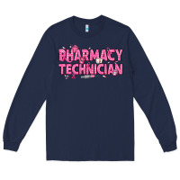 Navy Breast Cancer Pharmacy Technician Long Sleeve Tee - texasbilliewilder