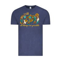 Vintage Denim with god all things are possible with cross Vintage Tee - texasbilliewilder