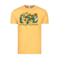 Vintage Mustard with god all things are possible with cross Vintage Tee - texasbilliewilder