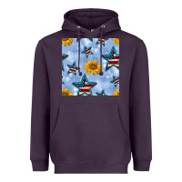 Plum patriotic stars and sunflower Heavyweight Hoodie - BundleAndBundleShop