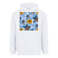 White patriotic stars and sunflower Heavyweight Hoodie - BundleAndBundleShop