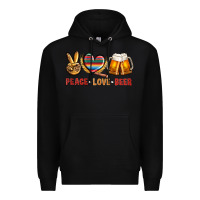 Black peace love beer Premium Hoodie - NancyCooperArtShop