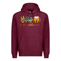 Burgundy peace love beer Premium Hoodie - NancyCooperArtShop