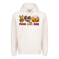 Pale Pink peace love beer Premium Hoodie - NancyCooperArtShop