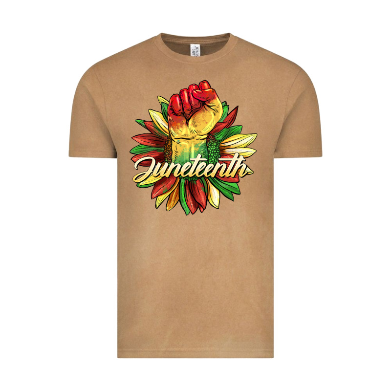 Juneteenth Fist Sunflower Vintage Tee by BarkalooDesign | Teevron