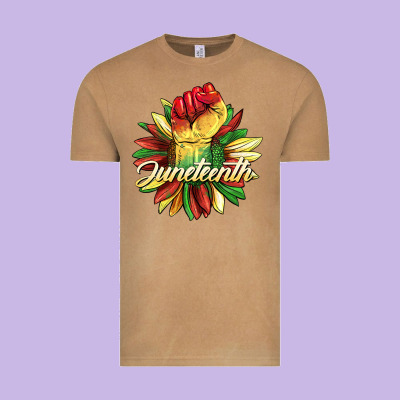 Juneteenth Fist Sunflower Vintage Tee Designed By Barkaloodesign