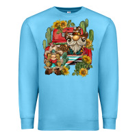 Ocean Blue western gnome truck cactus sunflower Premium Sweatshirt - BarkalooDesign