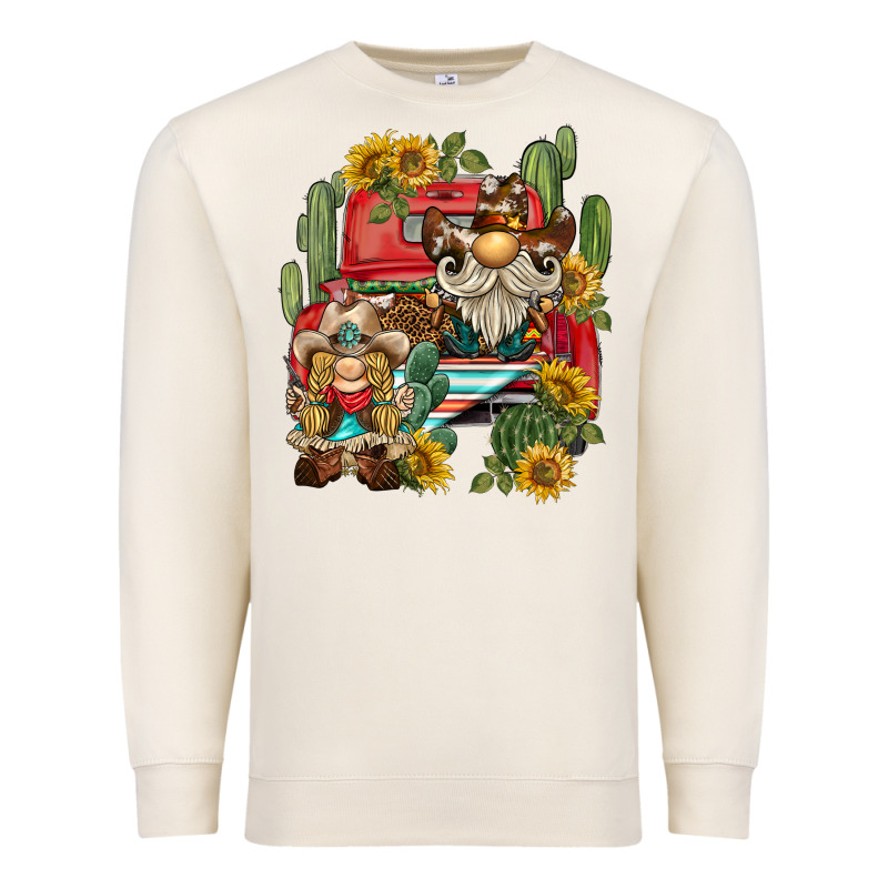 Western Gnome Truck Cactus Sunflower Premium Sweatshirt by BarkalooDesign | Teevron