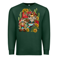 Sports Green western gnome truck cactus sunflower Premium Sweatshirt - BarkalooDesign