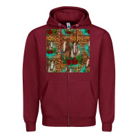 Burgundy horses with roses seamless pattern Zipper Hoodie - HRA Design Shop