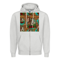 Dove Grey horses with roses seamless pattern Zipper Hoodie - HRA Design Shop