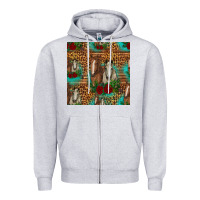Heather Grey horses with roses seamless pattern Zipper Hoodie - HRA Design Shop
