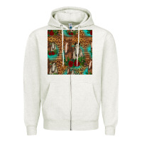 Oatmeal Heather horses with roses seamless pattern Zipper Hoodie - HRA Design Shop