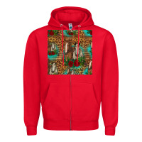 Red horses with roses seamless pattern Zipper Hoodie - HRA Design Shop