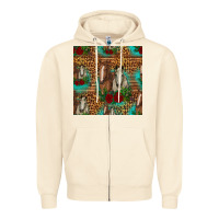 Sandshell horses with roses seamless pattern Zipper Hoodie - HRA Design Shop