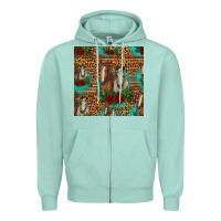 Seafoam horses with roses seamless pattern Zipper Hoodie - HRA Design Shop