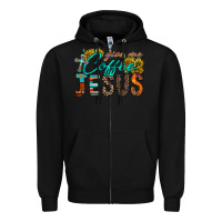 Black give me coffee jesus Zipper Hoodie - RacoonDesign