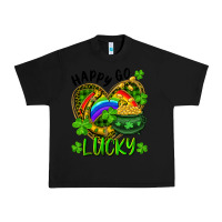 Black Happy Go Lucky Pot Of Gold And Rainbow Heart Urban Heavy Tee - RanaPortraitStore