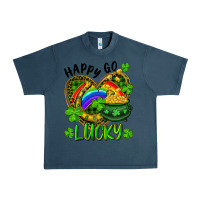 Midnight Navy Happy Go Lucky Pot Of Gold And Rainbow Heart Urban Heavy Tee - RanaPortraitStore
