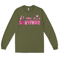 Army Green I Am a Survivor Breast Cancer Long Sleeve Tee - texasbilliewilder