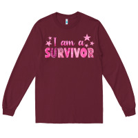 Burgundy I Am a Survivor Breast Cancer Long Sleeve Tee - texasbilliewilder