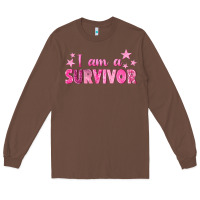 Chestnut I Am a Survivor Breast Cancer Long Sleeve Tee - texasbilliewilder