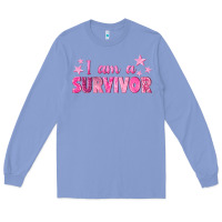 Colony Blue I Am a Survivor Breast Cancer Long Sleeve Tee - texasbilliewilder