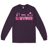 Plum I Am a Survivor Breast Cancer Long Sleeve Tee - texasbilliewilder