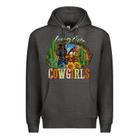 Charcoal Heather long live cowgirls Premium Hoodie - NancyCooperArtShop