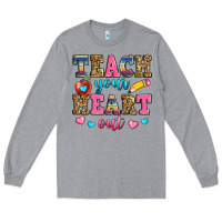Heather Grey teach your heart out Long Sleeve Tee - Zillion Design Studio