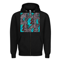 Black turquoise lightning bolt seamless pattern Zipper Hoodie - HRA Design Shop