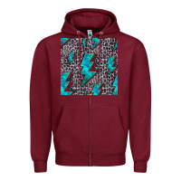 Burgundy turquoise lightning bolt seamless pattern Zipper Hoodie - HRA Design Shop